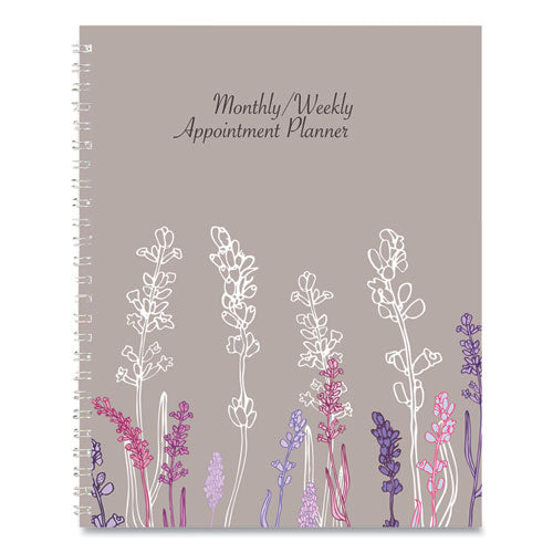 Recycled Wild Flower Weekly/monthly Planner, Wild Flowers Artwork, 9 X 7, Gray/white/purple Cover, 12-month (jan-dec): 2023