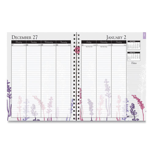 Recycled Wild Flower Weekly/monthly Planner, Wild Flowers Artwork, 9 X 7, Gray/white/purple Cover, 12-month (jan-dec): 2023