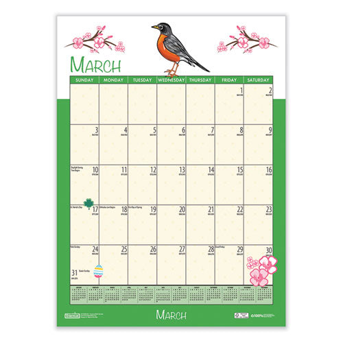 Recycled Seasonal Wall Calendar, Illustrated Seasons Artwork, 12 X 16.5, 12-month (july To June): 2023 To 2024