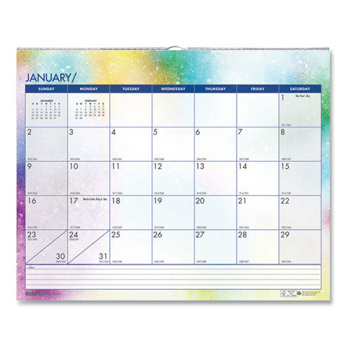 Recycled Cosmos Wall Calendar, Cosmos Artwork, 14.88 X 12, White/blue/multicolor Sheets, 12-month (jan To Dec): 2023