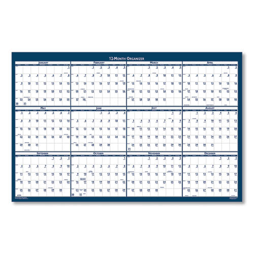 Recycled Poster Style Reversible/erasable Yearly Wall Calendar, 18 X 24, White/blue/gray Sheets, 12-month (jan To Dec): 2023