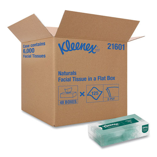 Naturals Facial Tissue For Business, Flat Box, 2-ply, White, 125 Sheets/box