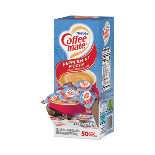 Liquid Coffee Creamer, Peppermint Mocha, 0.38 Oz Mini Cups, 50/box, 4 Boxes/carton, 200 Total/carton
