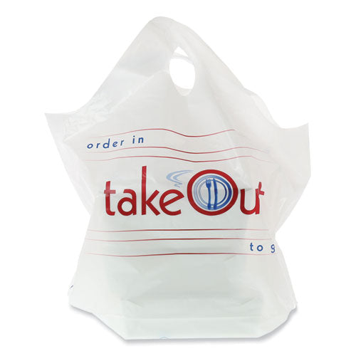 Wave Top To-Go Bags, 19 x 9.5 x 19, White with Red Print, 500/Carton