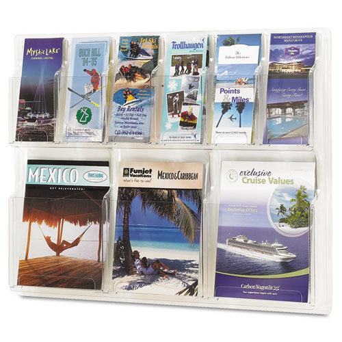 Reveal Clear Literature Displays, 9 Compartments, 30w X 2d X 36.75h, Clear
