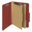 Pressboard Classification Folders, Six Safeshield Fasteners, 2/5-cut Tabs, 2 Dividers, Letter Size, Red, 10/box