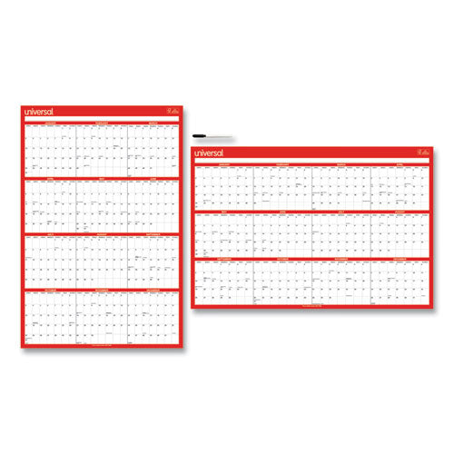 Erasable Wall Calendar, 24 X 36, White/red Sheets, 12-month (jan To Dec): 2023
