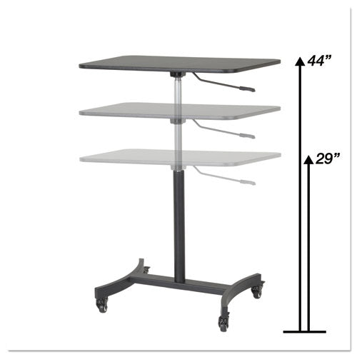 Dc500 High Rise Collection Mobile Adjustable Standing Desk, 30.75" X 22" X 29" To 44", Black