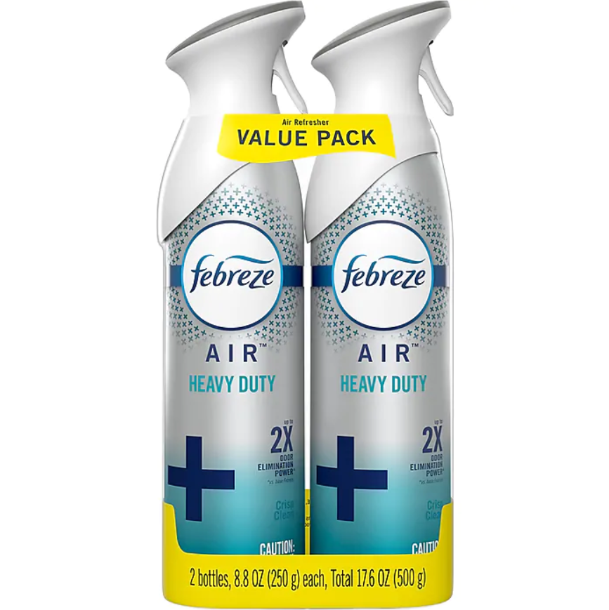 Febreze Odor-Eliminating Heavy Duty Air Freshener with Crisp Clean Scent (Pack of 6)