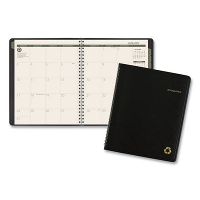 Recycled Monthly Planner With Perforated Memo Section, 8.75 X 7, Black Cover, 12-month (jan To Dec): 2023