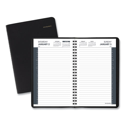 Daily Appointment Book With 30-minute Appointments, 8 X 5, Black Cover, 12-month (jan To Dec): 2023