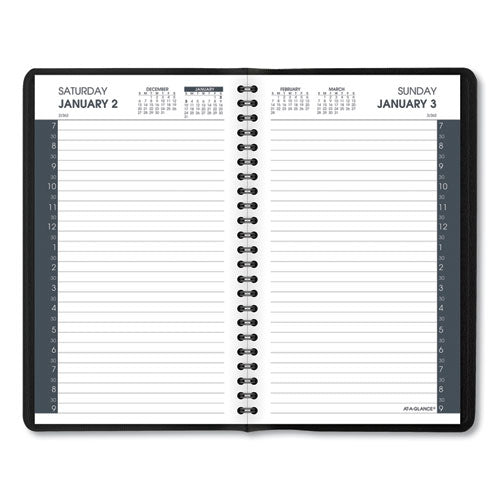 Daily Appointment Book With 30-minute Appointments, 8 X 5, Black Cover, 12-month (jan To Dec): 2023