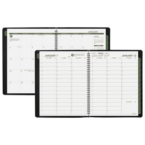 Recycled Weekly Vertical-column Format Appointment Book, 11 X 8.25, Black Cover, 12-month (jan To Dec): 2023