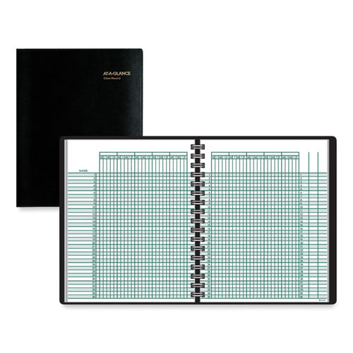 Undated Class Record Book, Nine To 10 Week Term: Two-page Spread (35 Students), 10.88 X 8.25, Black Cover