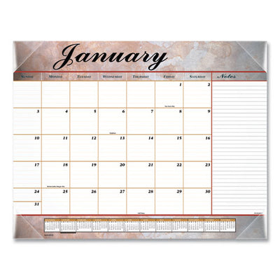 Marbled Desk Pad, Marbled Artwork, 22 X 17, White/multicolor Sheets, Clear Corners, 12-month (jan To Dec): 2023