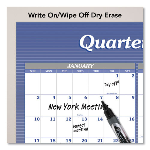 Vertical/horizontal Erasable Quarterly/monthly Wall Planner, 24 X 36, White/blue Sheets, 12-month (jan To Dec): 2023