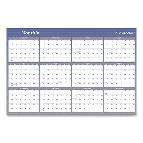 Vertical/horizontal Erasable Quarterly/monthly Wall Planner, 24 X 36, White/blue Sheets, 12-month (jan To Dec): 2023