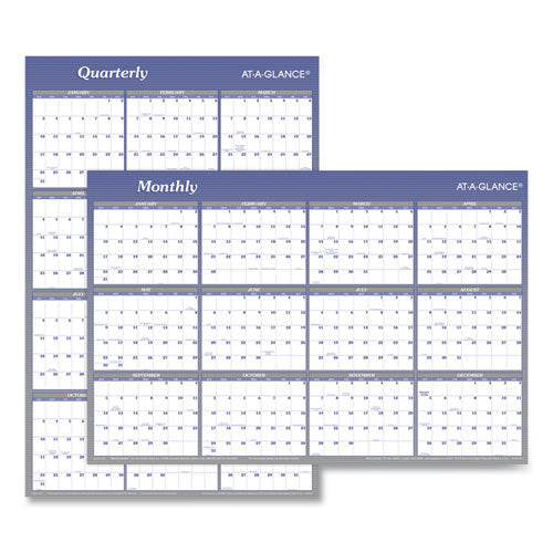 Vertical/horizontal Erasable Quarterly/monthly Wall Planner, 24 X 36, White/blue Sheets, 12-month (jan To Dec): 2023