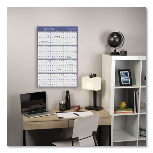 Vertical/horizontal Erasable Quarterly/monthly Wall Planner, 24 X 36, White/blue Sheets, 12-month (jan To Dec): 2023