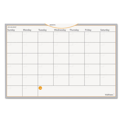 Wallmates Self-adhesive Dry Erase Monthly Planning Surfaces, 18 X 12, White/gray/orange Sheets, Undated