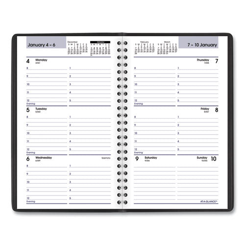 Dayminder Block Format Weekly Appointment Book, 8.5 X 5.5, Black Cover, 12-month (jan To Dec): 2023