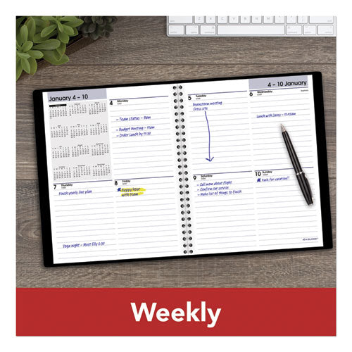 Dayminder Open-schedule Weekly Appointment Book, 8.75 X 7, Black Cover, 12-month (jan To Dec): 2023
