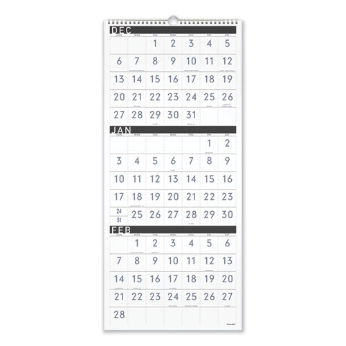 Three-month Reference Wall Calendar, Contemporary Artwork/formatting, 12 X 27, White Sheets, 15-month (dec-feb): 2022 To 2024