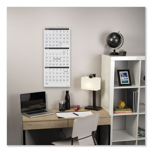 Three-month Reference Wall Calendar, Contemporary Artwork/formatting, 12 X 27, White Sheets, 15-month (dec-feb): 2022 To 2024
