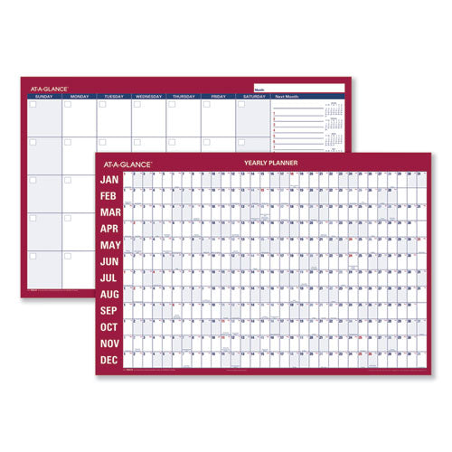 Horizontal Reversible/erasable Wall Planner, 36 X 24, White/blue Sheets, 12-month (jan To Dec): 2023