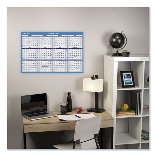 Horizontal Reversible/erasable Wall Planner, 36 X 24, White/blue Sheets, 12-month (jan To Dec): 2023