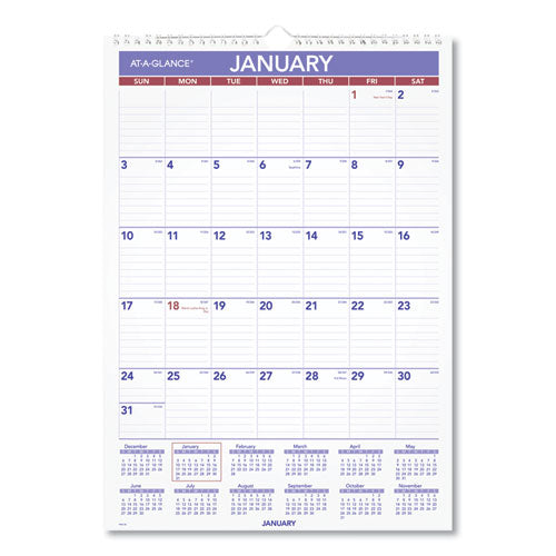 Monthly Wall Calendar With Ruled Daily Blocks, 12 X 17, White Sheets, 12-month (jan To Dec): 2023