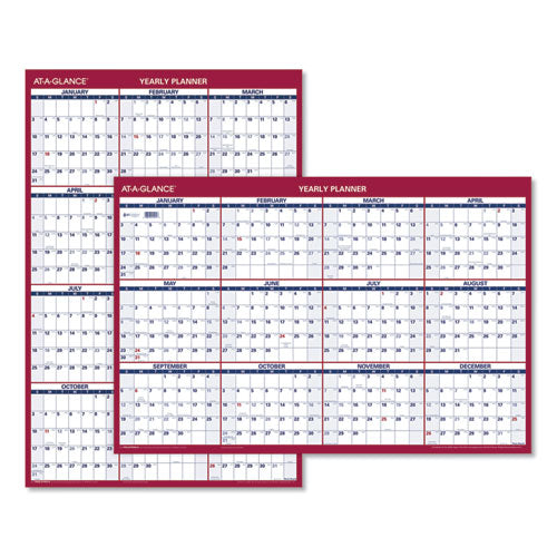 Erasable Vertical/horizontal Wall Planner, 24 X 36, White/blue/red Sheets, 12-month (jan To Dec): 2023
