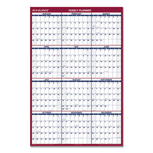 Erasable Vertical/horizontal Wall Planner, 32 X 48, White/blue/red Sheets, 12-month (jan To Dec): 2023