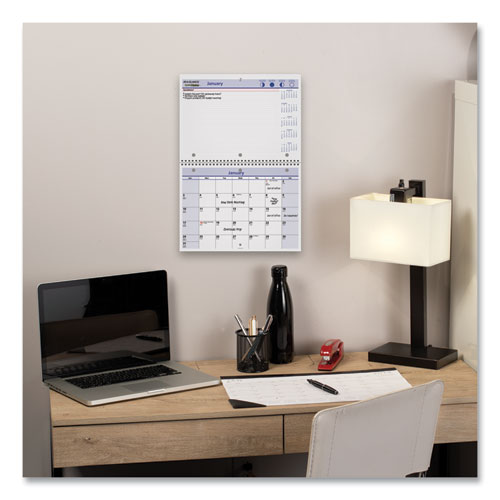 Quicknotes Desk/wall Calendar, 3-hole Punched, 11 X 8, White/blue/yellow Sheets, 12-month (jan To Dec): 2023