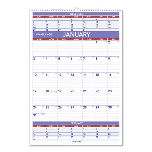Three-month Wall Calendar, 15.5 X 22.75, White Sheets, 12-month (jan To Dec): 2023