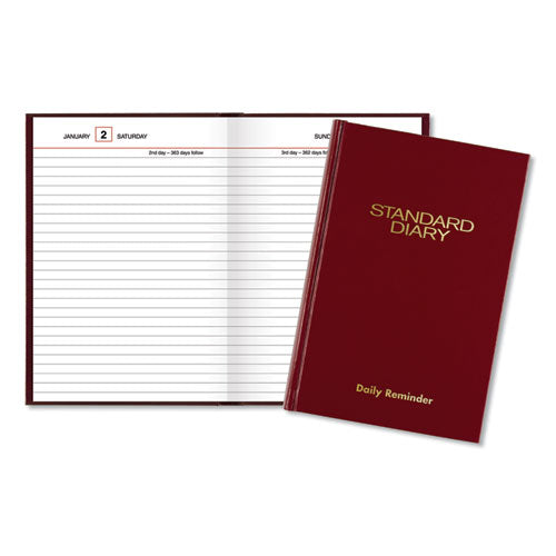 Standard Diary Daily Reminder Book, 2023 Edition, Medium/college Rule, Red Cover, (201) 7.5 X 5.13 Sheets