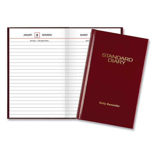 Standard Diary Daily Reminder Book, 2023 Edition, Medium/college Rule, Red Cover, 8.25 X 5.75, 201 Sheets