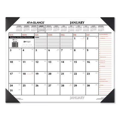 Two-color Monthly Desk Pad Calendar, 22 X 17, White Sheets, Black Corners, 12-month (jan To Dec): 2023