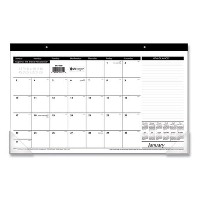 Compact Desk Pad, 18 X 11, White Sheets, Black Binding, Clear Corners, 12-month (jan To Dec): 2023