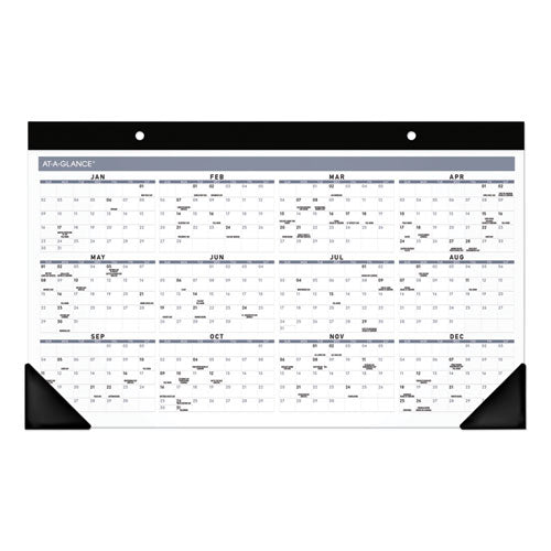 Contemporary Monthly Desk Pad, 18 X 11, White Sheets, Black Binding/corners,12-month (jan To Dec): 2023
