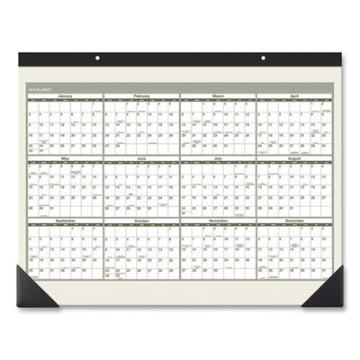 Recycled Monthly Desk Pad, 22 X 17, Sand/green Sheets, Black Binding, Black Corners, 12-month (jan To Dec): 2023