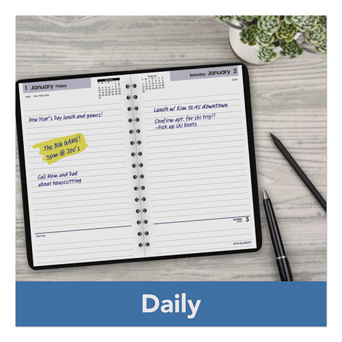 Dayminder Daily Appointment Book, 8 X 5, Black Cover, 12-month (jan To Dec): 2023