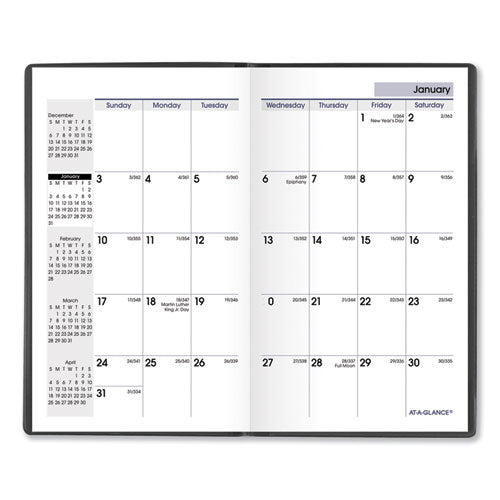 Dayminder Pocket-sized Monthly Planner, Unruled Blocks, 6 X 3.5, Black Cover, 14-month (dec To Jan): 2022 To 2024