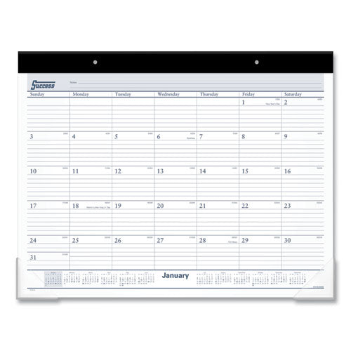 Desk Pad, 21.75 X 17, White Sheets, Black Binding, Clear Corners, 12-month (jan To Dec): 2023