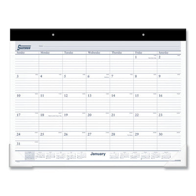 Desk Pad, 21.75 X 17, White Sheets, Black Binding, Clear Corners, 12-month (jan To Dec): 2023