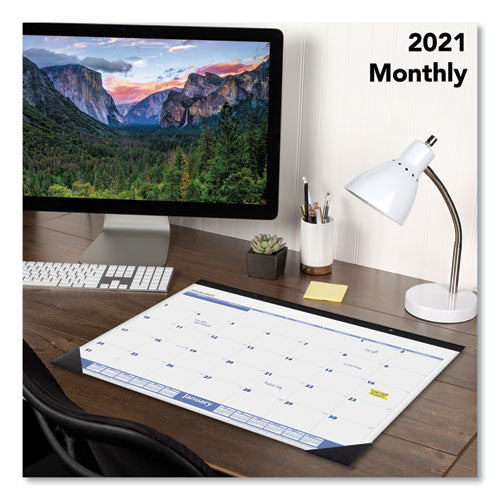 Desk Pad, 22 X 17, White Sheets, Black Binding, Black Corners, 12-month (jan To Dec): 2023