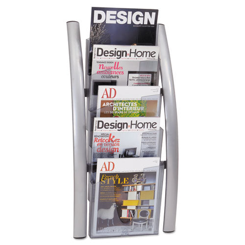 Wall Literature Display, 13w X 3.5d X 28.5h, Silver Gray/translucent