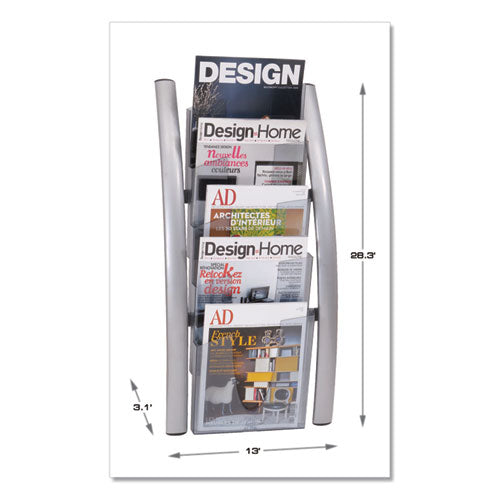 Wall Literature Display, 13w X 3.5d X 28.5h, Silver Gray/translucent