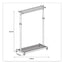 Garment Racks, Two-sided, 2-shelf Coat Rack, 6 Hanger/6 Hook, 44.8w X 21.67d X 70.8h, Silver/wood