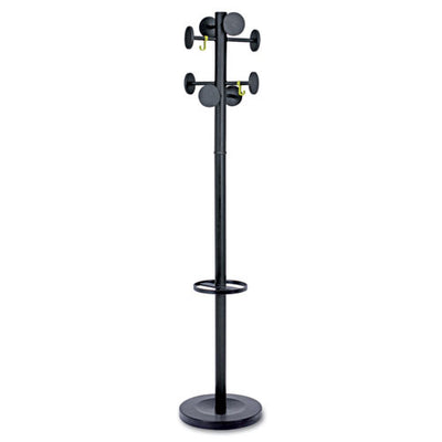 Stan3 Steel Coat Rack, Stand Alone Rack, Eight Knobs, 15w X 15d X 69.3h, Black